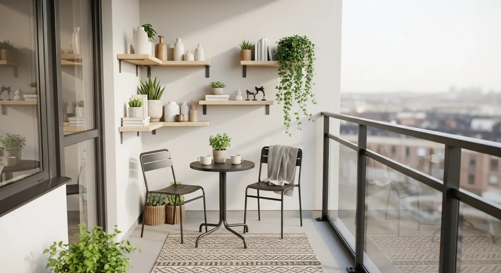  Floating shelf balcony corner
