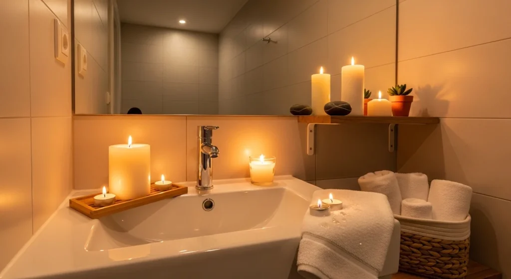 Candle bathroom sink decor