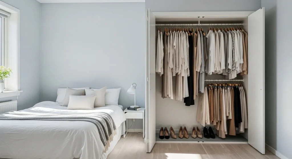 Dual rod closet apartment