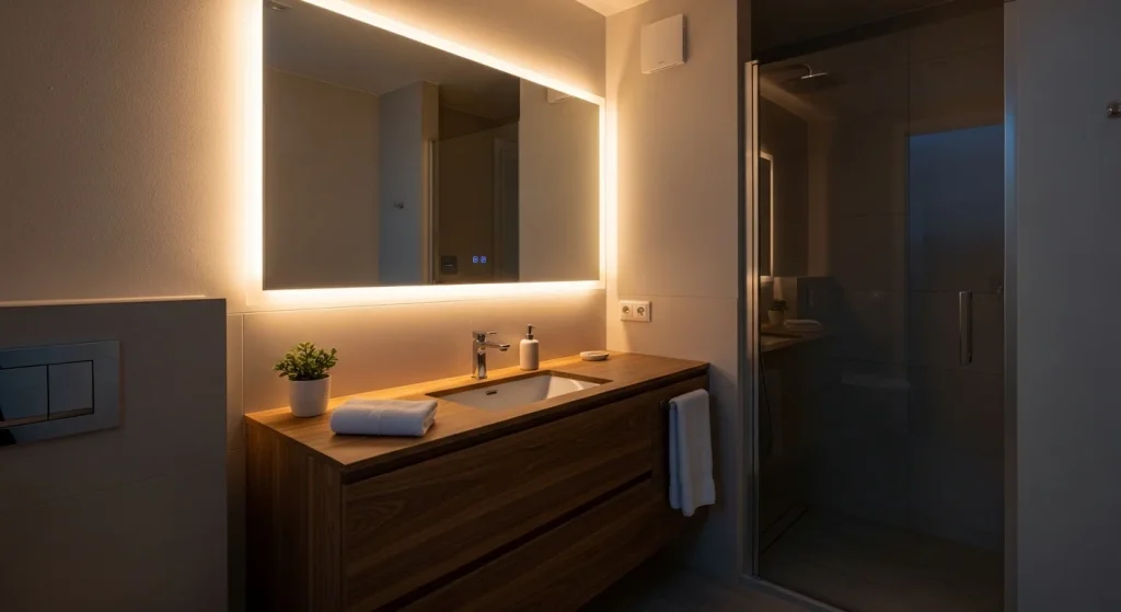 Back panel mirror bathroom