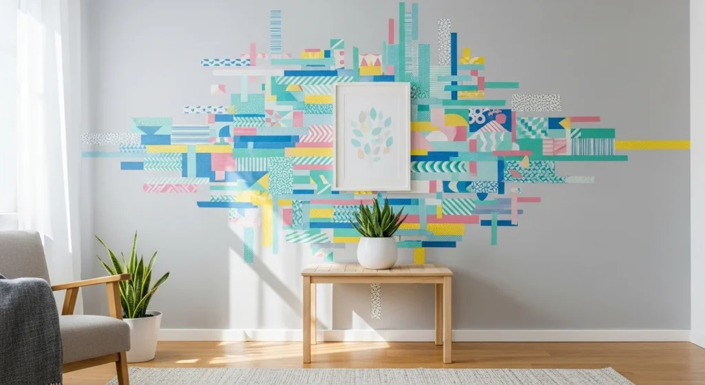 Washi tape wall design renter friendly