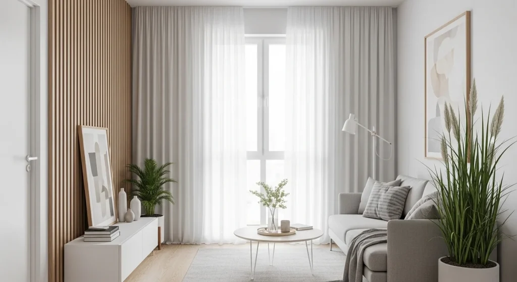 Vertical lines making living room look taller
