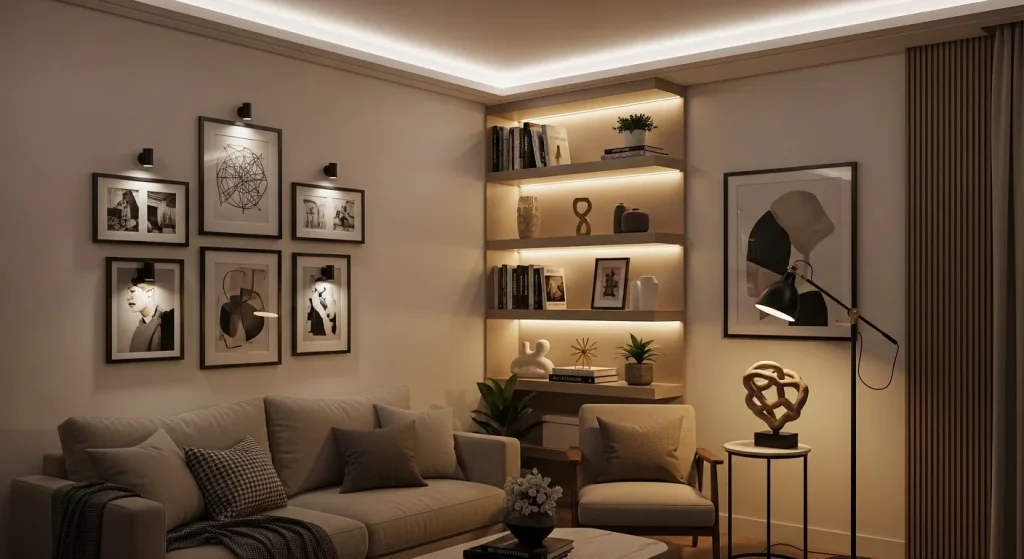Accent lighting apartment decor