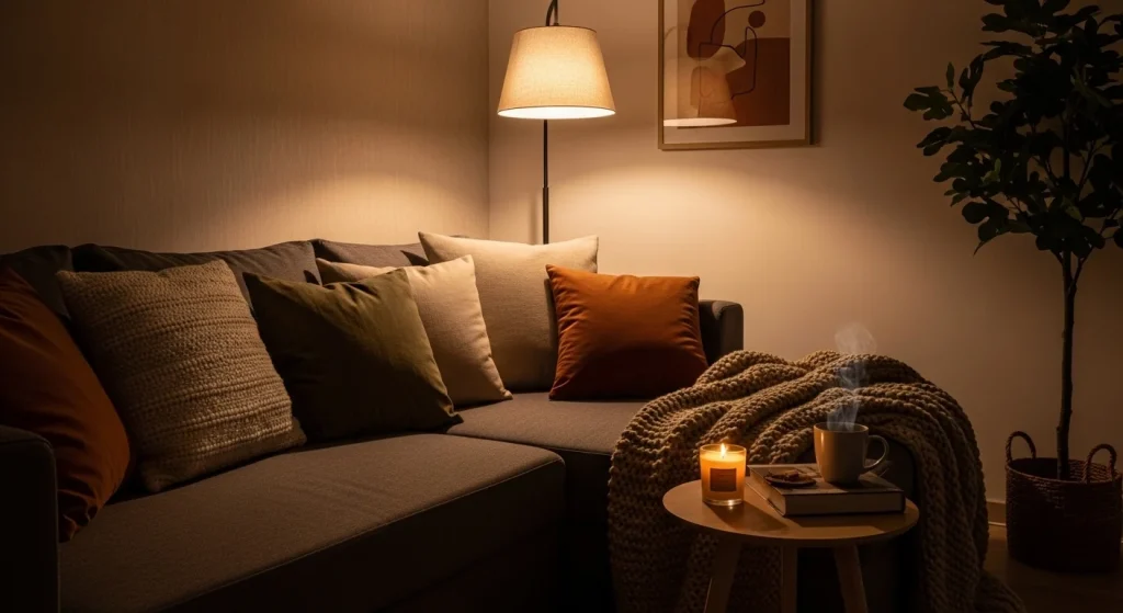 Evening wind down sofa corner