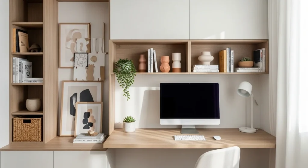 Wall unit desk setup