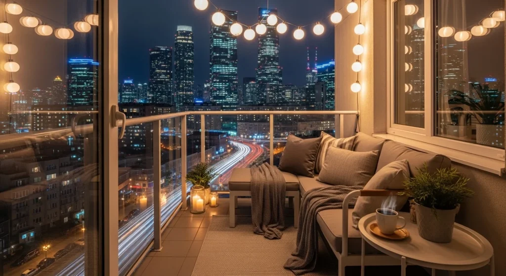 Globe lights balcony
