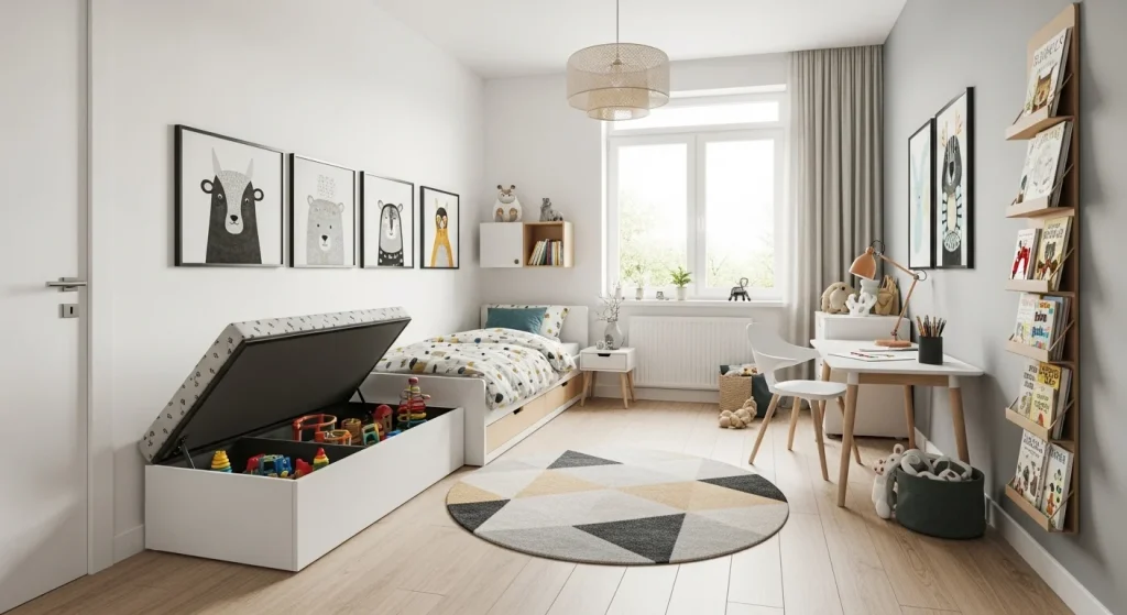 Bench storage kids room
