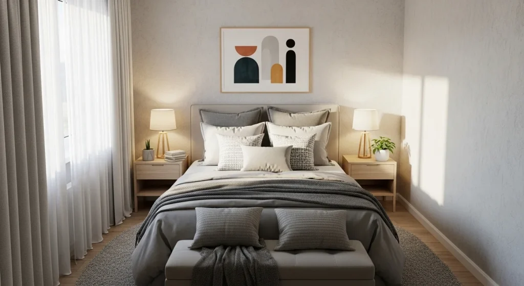 Symmetrical bed styling