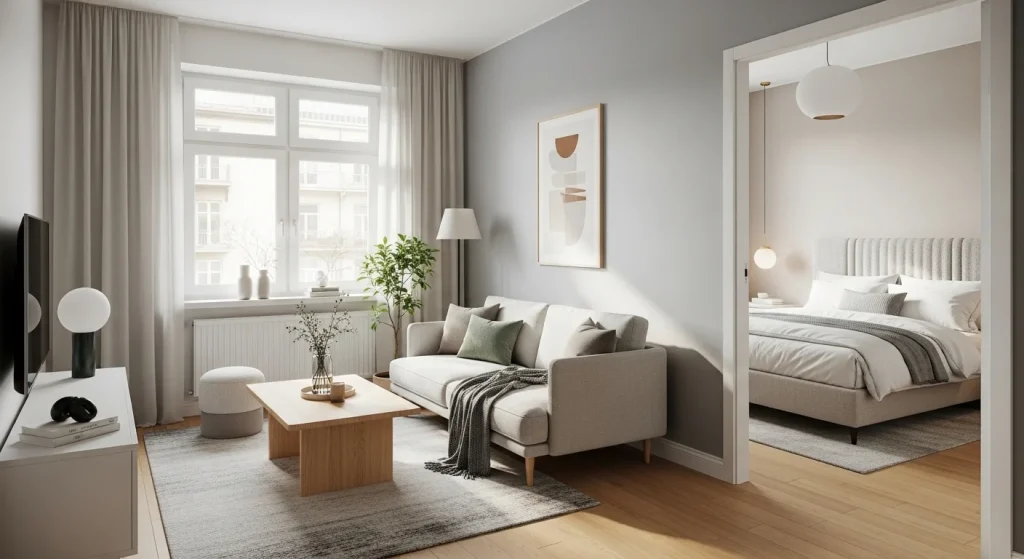 Bedroom living flow decor
