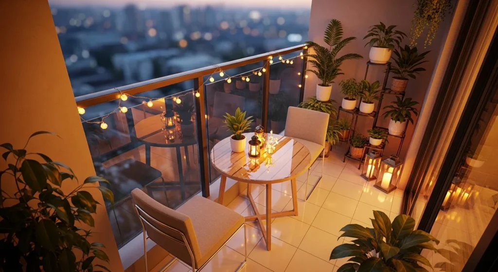 Reflective lighting balcony
