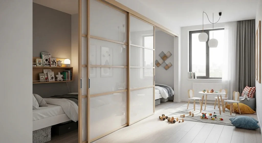 Sliding partition kids room
