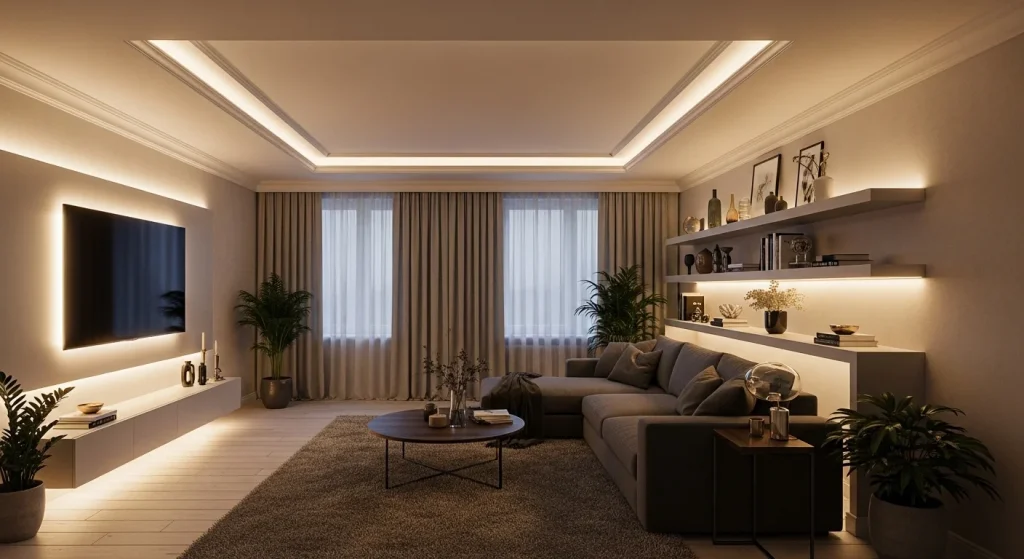 Hidden lighting luxury apartment effect