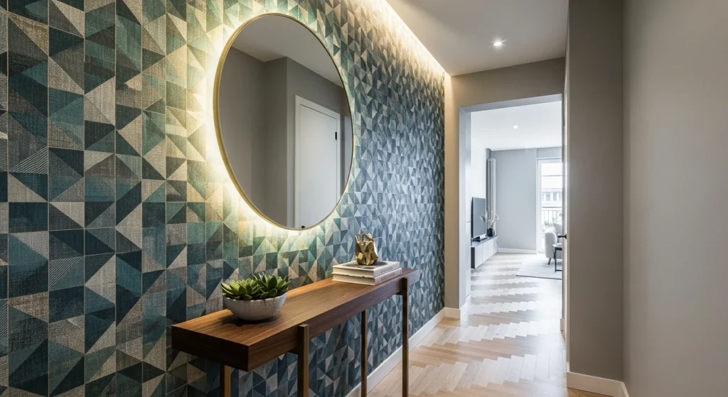 Hallway wallpaper accent
