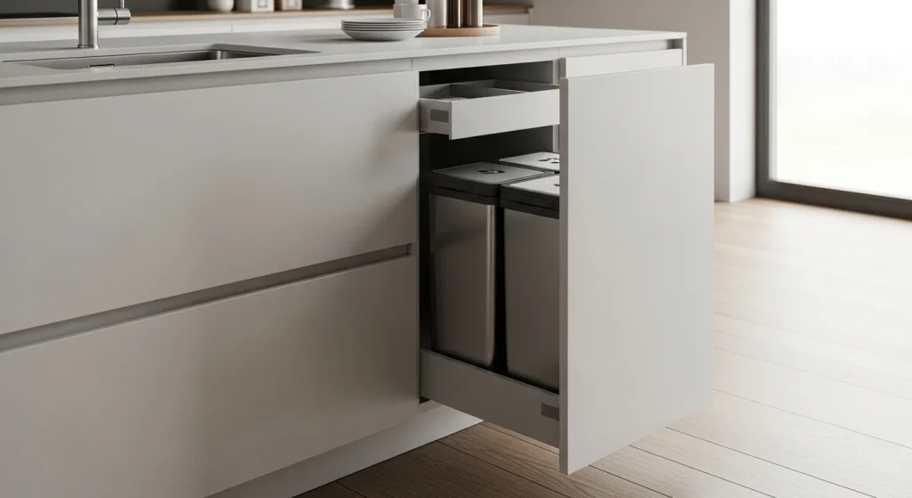 Hidden trash kitchen zone