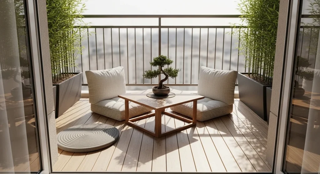 Zen balcony corner minimal
