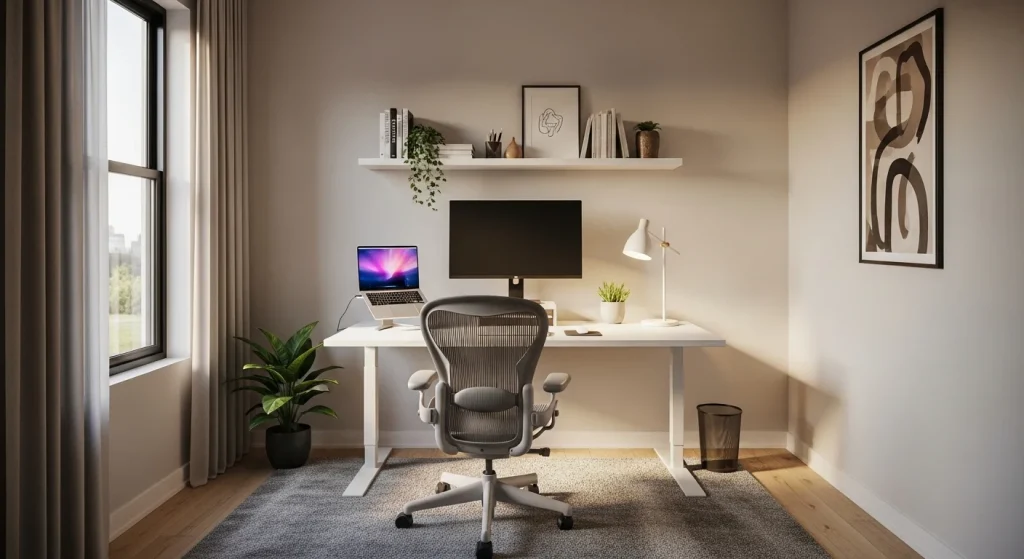 Minimal desk setup focus