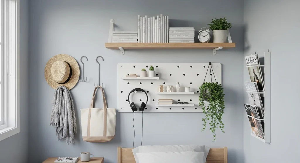 Vertical storage for bedroom accessories