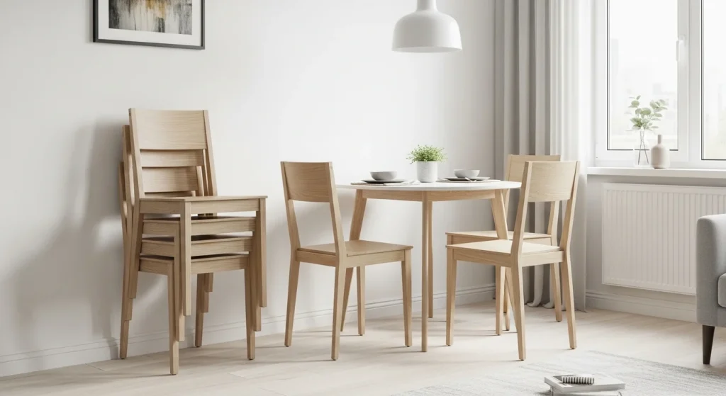Stackable chairs for small dining space