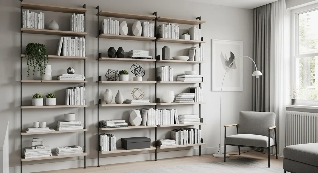 Wall mounted shelves vertical storage