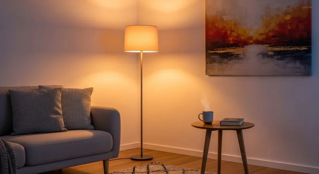 Floor lamp corner decor idea
