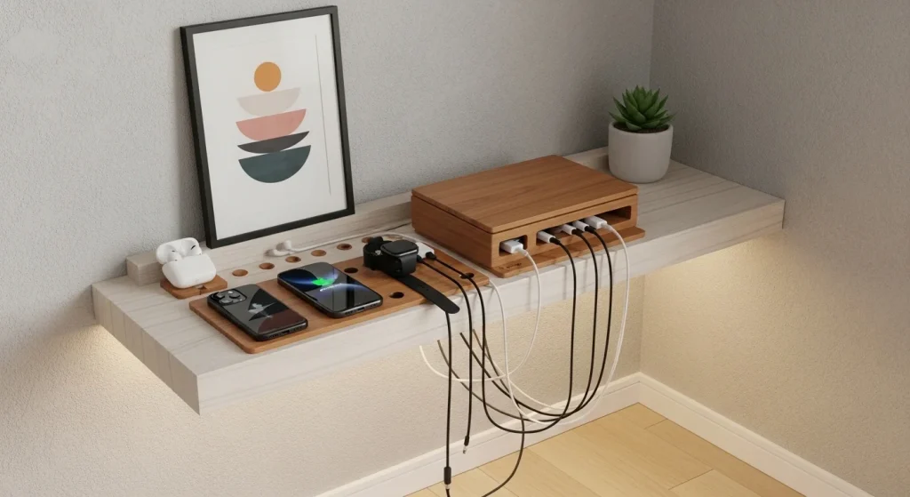 Charging station corner setup