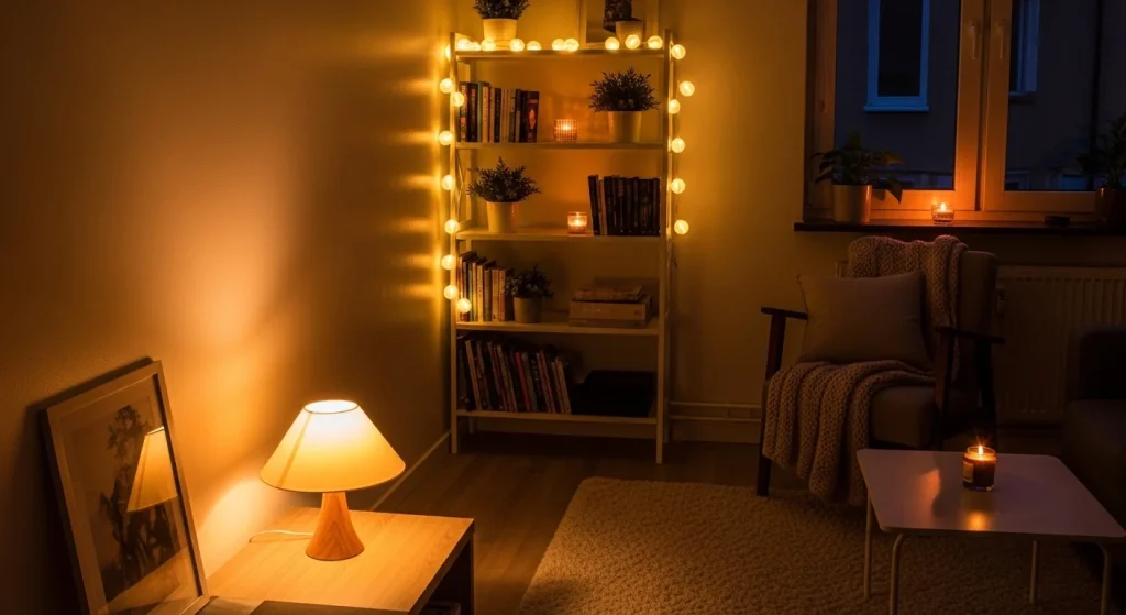 Warm lighting cozy apartment