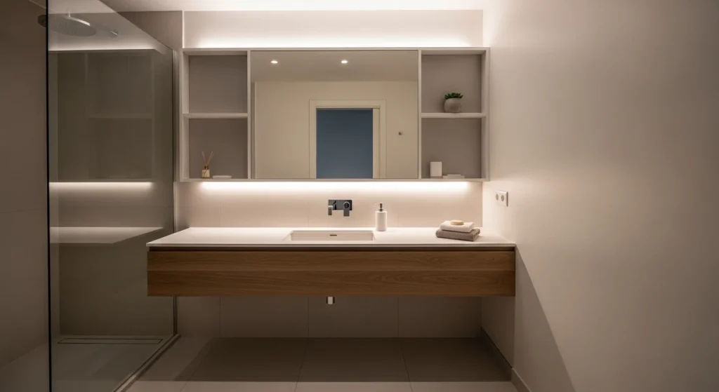 Mirror shelf bathroom sink