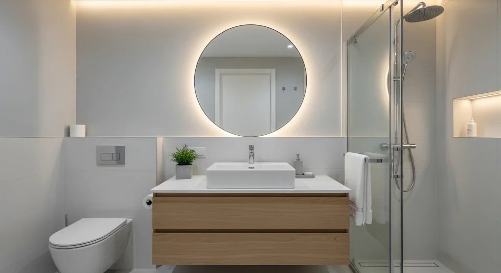 Round mirror bathroom modern
