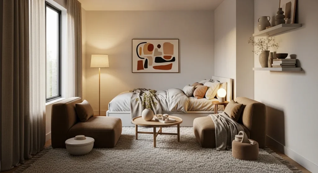 Small rug in bedroom for cozy look