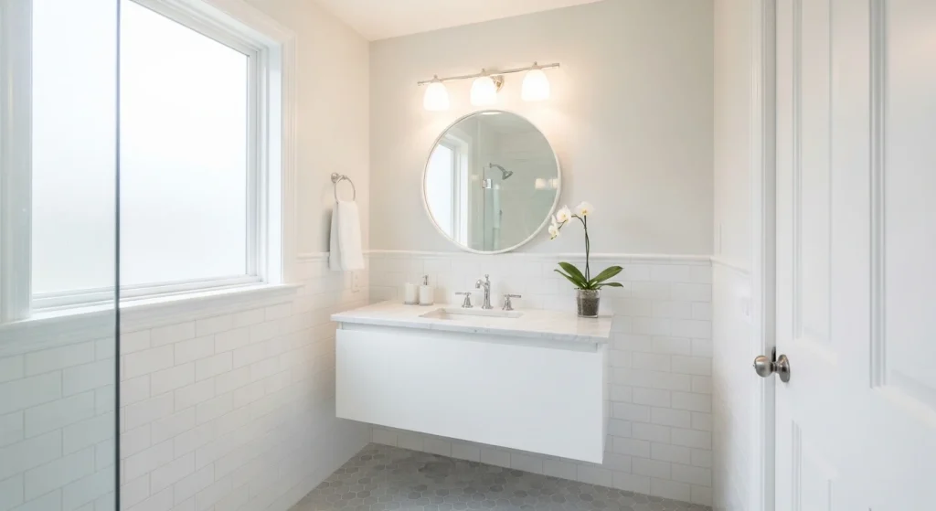 Light color bathroom making space look bigger