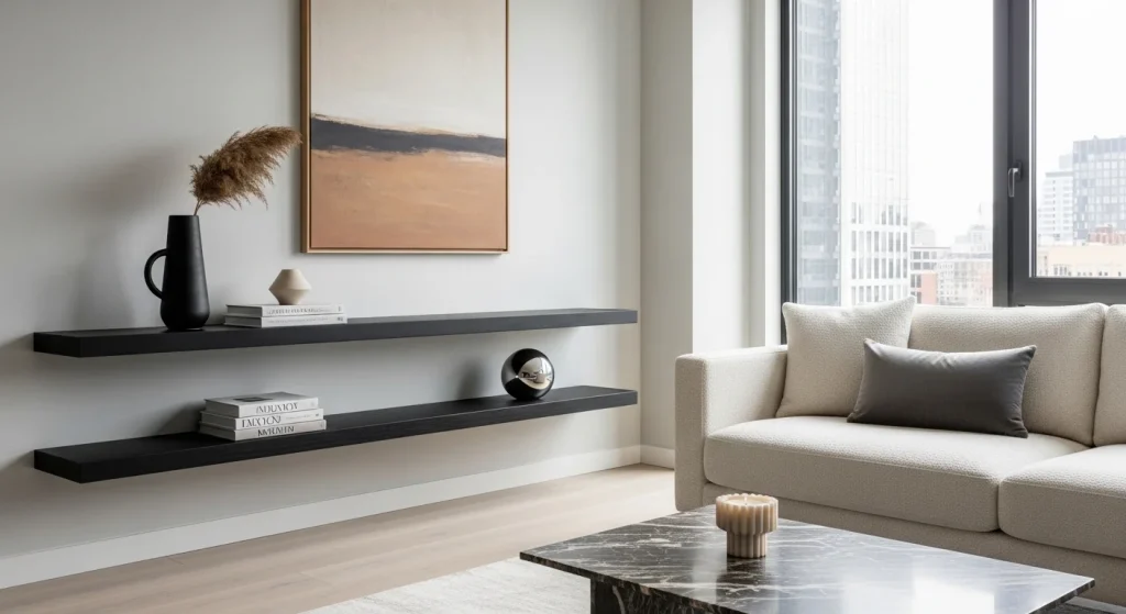 Minimal personal decor apartment styling