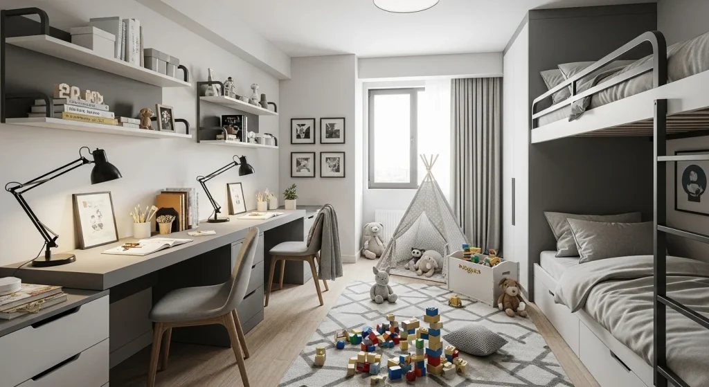 Dual desk kids room
