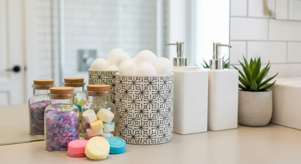 Decorative jars for bathroom storage