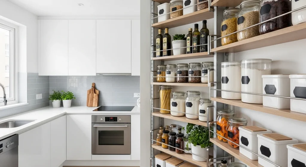 Vertical pantry kitchen zone
