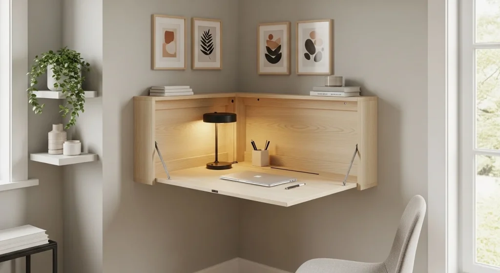 Fold down desk corner idea
