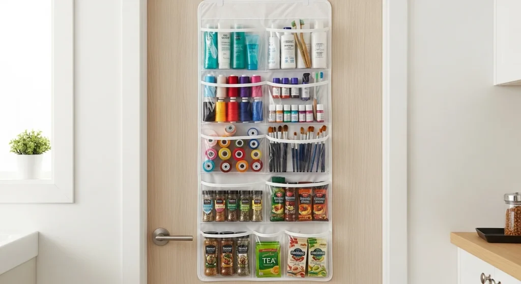 Behind door hidden storage idea