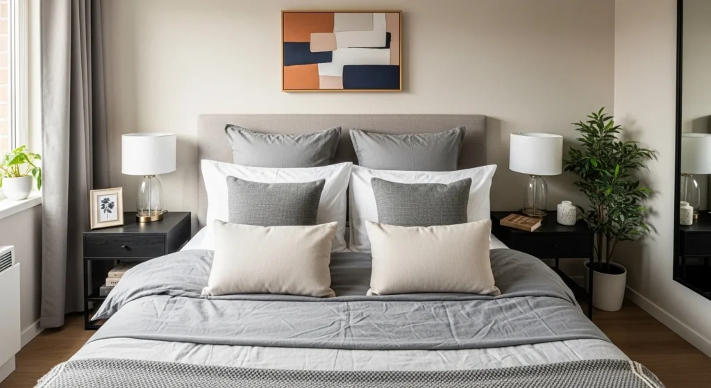  Symmetrical pillows bed
