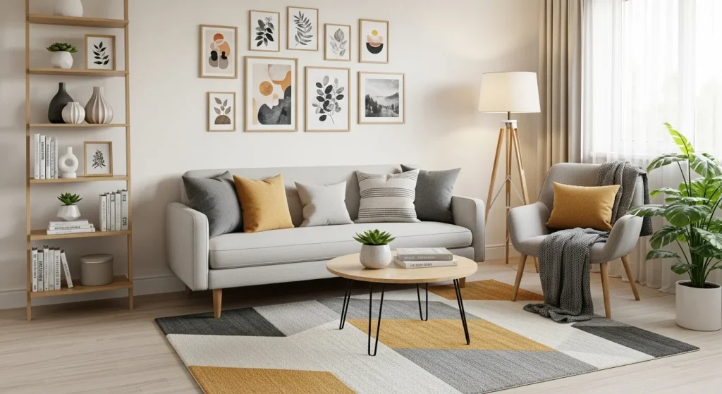 Area rug for renter friendly flooring upgrade