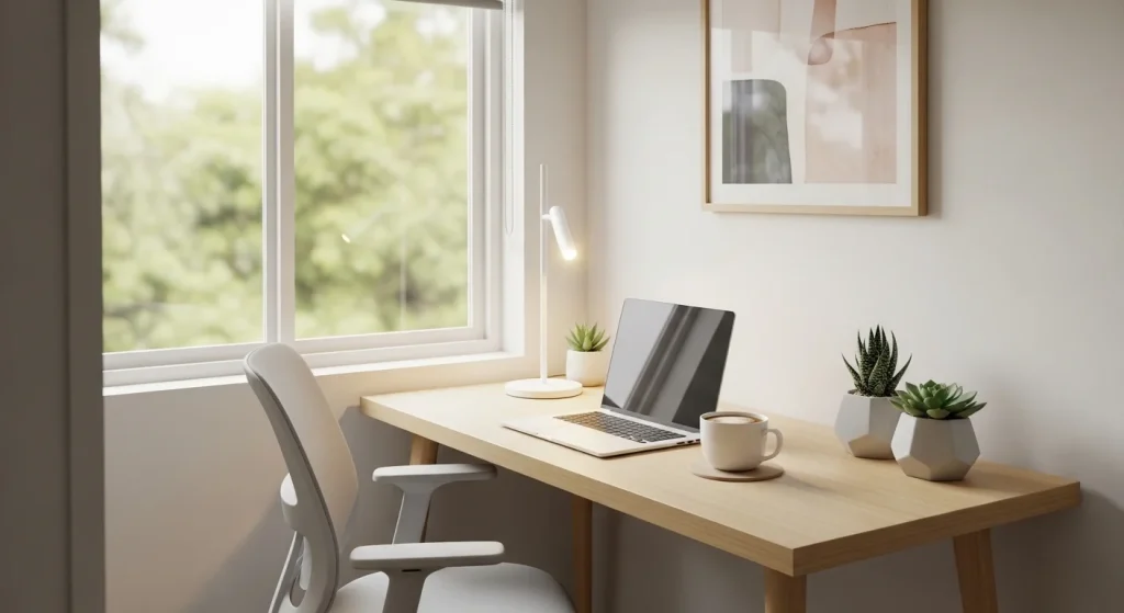 Natural light workspace setup