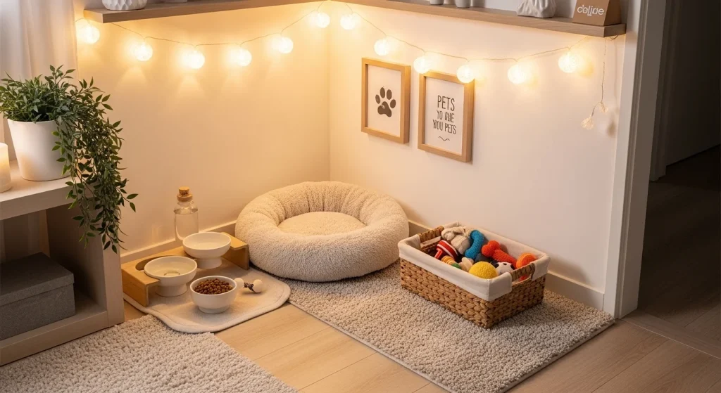 Pet corner apartment setup