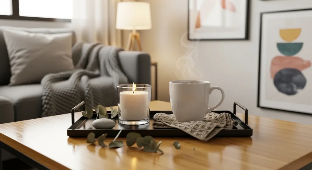 Tray styling cozy decor