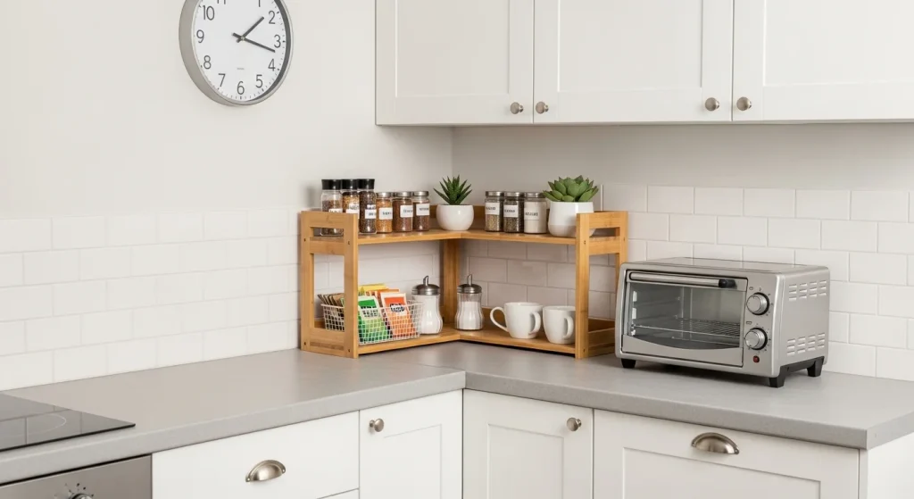Corner shelf kitchen decor