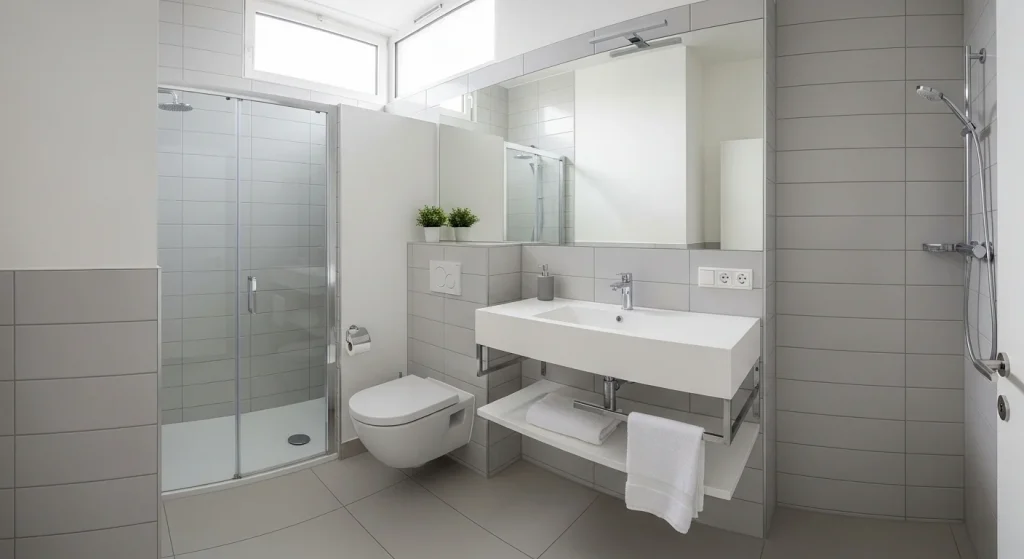 Frameless bathroom mirror
