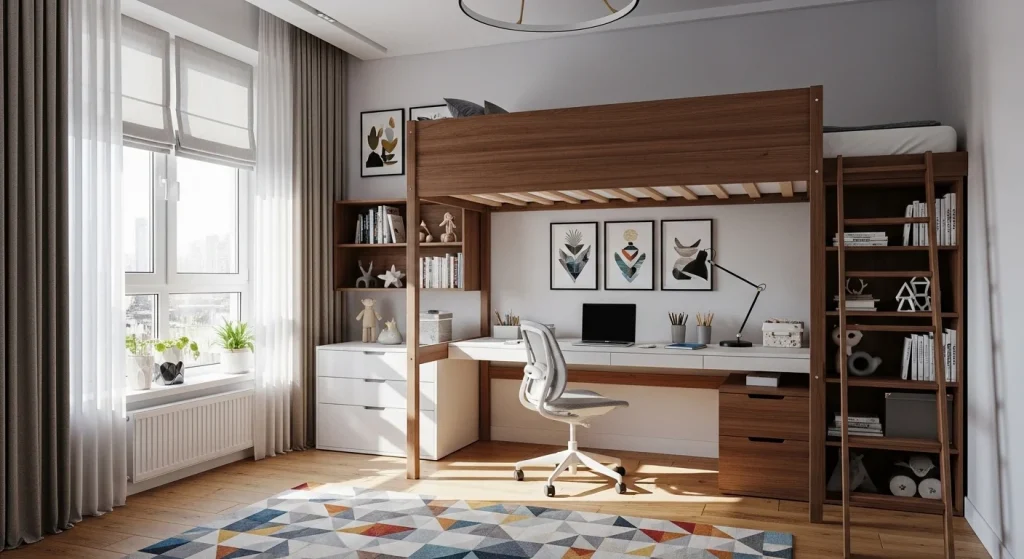 Loft bed study kids