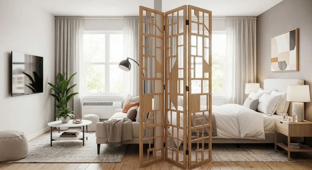 Folding screen room divider