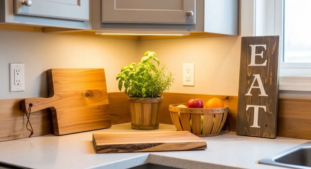 Wooden kitchen corner decor