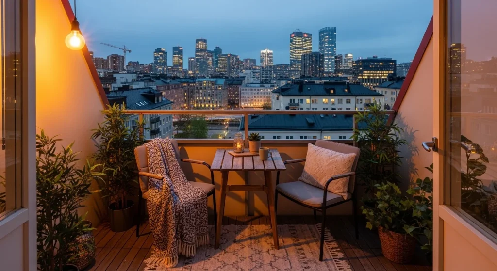 Hanging bulb balcony lighting