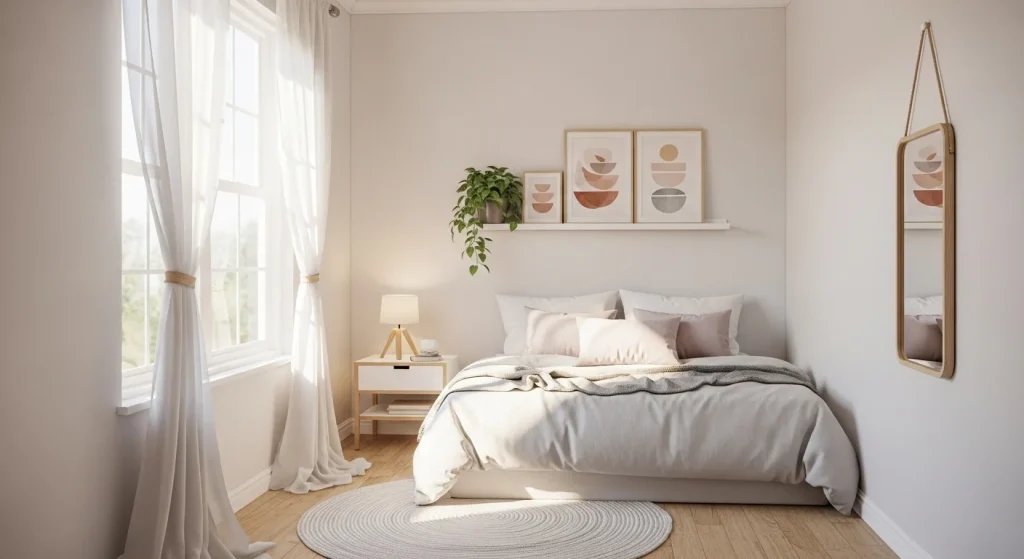 Light color bedroom making space look bigger