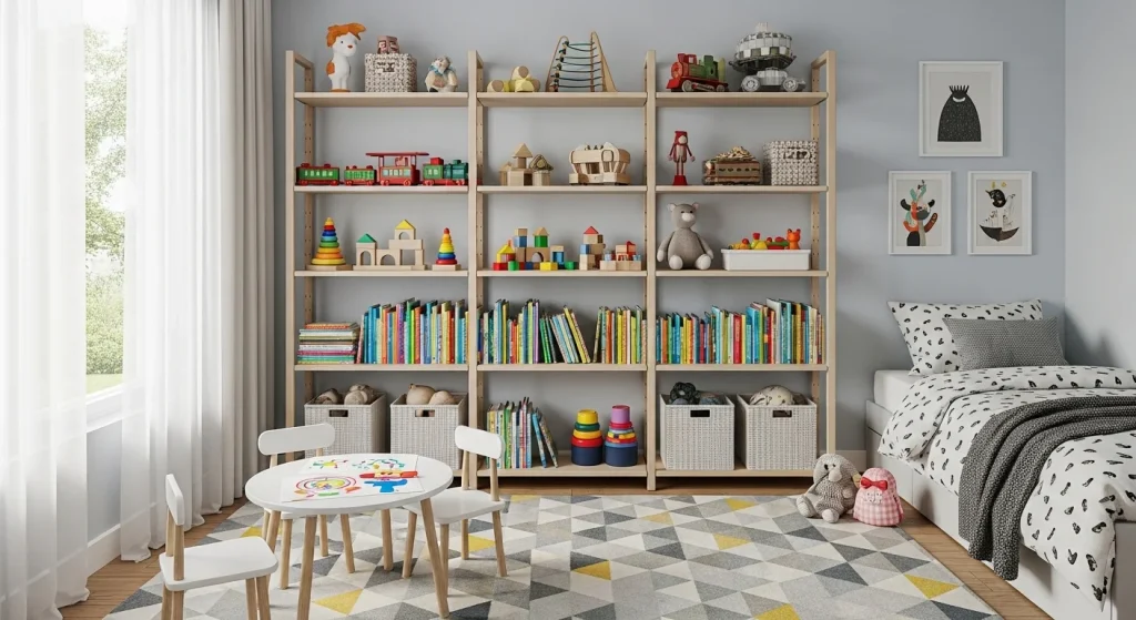 Kids shelf storage
