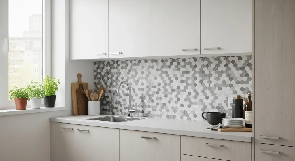 Peel and stick backsplash renter friendly kitchen